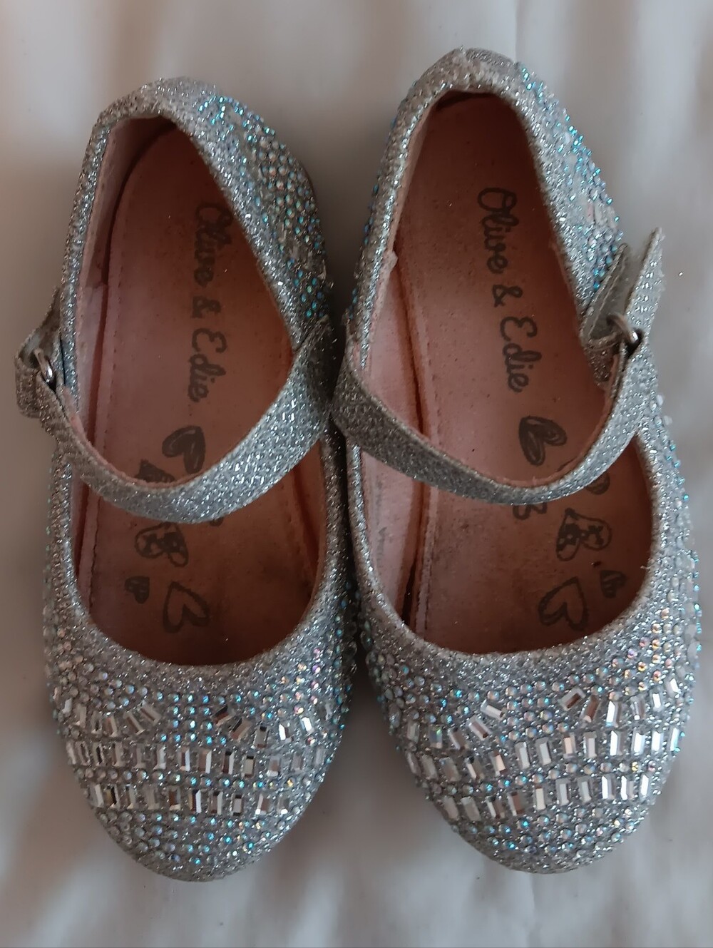 Olive & Edie Silver Glitter Mary Jane Dress Shoes for Kids